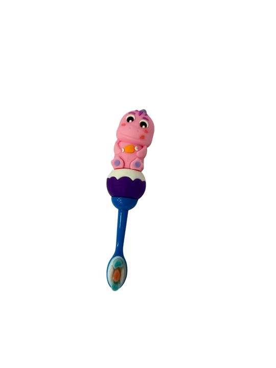 Bolalar tish cho‘tkasi Dinozavrcha, yumshoq tukli, futlyar bilan, 2–7 yosh