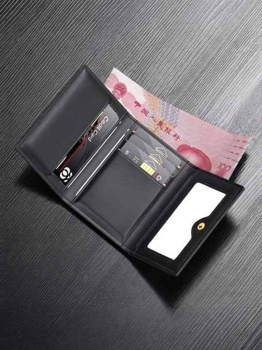 Erkaklar uchun qora hamyon, ko‘p bo‘limli, bank karta va naqd pul uchun ixcham va zamonavi