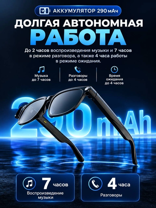 AI Умные Очки Full HD 1080P с камерой, Wi-Fi и голосовым управлением - 
