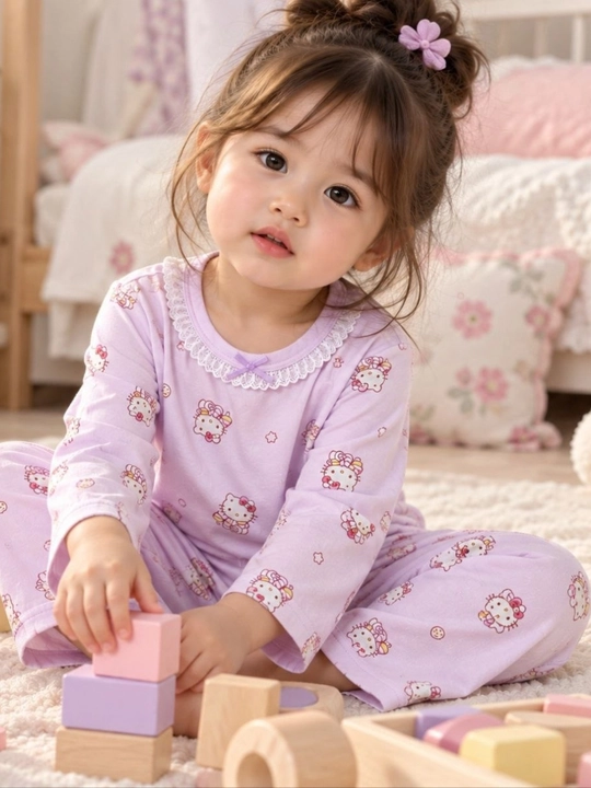 Пижама для девочки 2–5 лет с рисунком Hello Kitty, мягкий комплект для сна