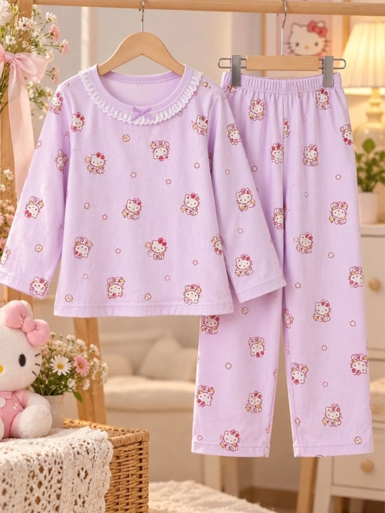 Пижама для девочки 2–5 лет с рисунком Hello Kitty, мягкий комплект для сна