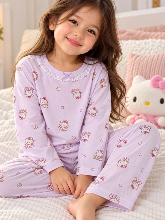 Пижама для девочки 2–5 лет с рисунком Hello Kitty, мягкий комплект для сна