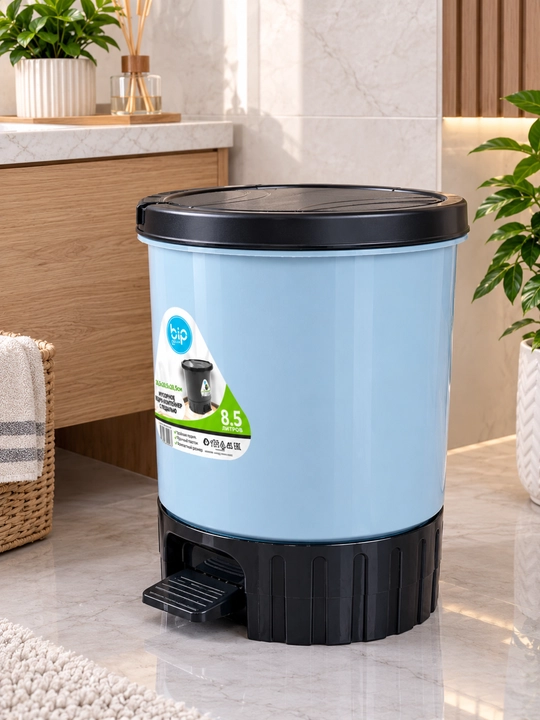 8,5 litrli, pedal bilan ochiladigan, qopqoqli plastik axlat chelagi
