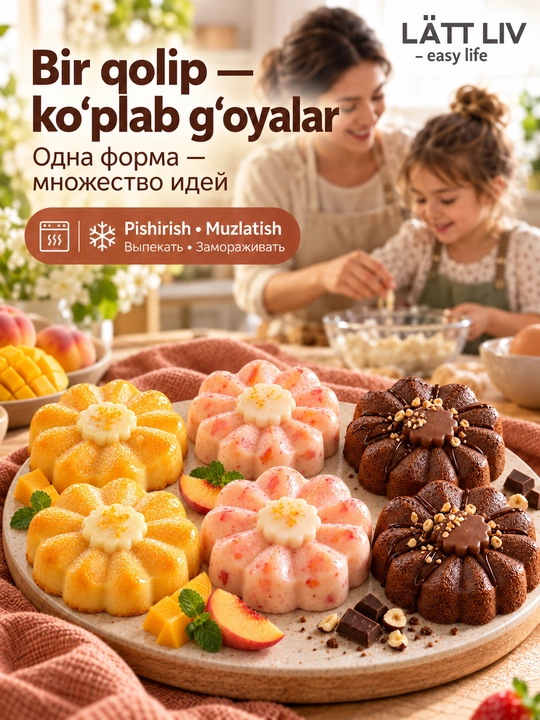 Силиконовая форма LÄTT LIV для десертов, 6 ячеек
