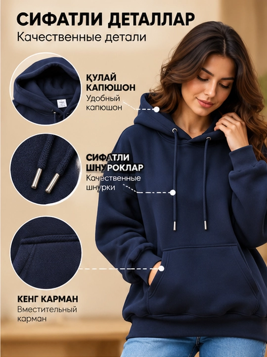 Ayollar uchun issiq kapyushonli xudi, ayollar uchun junli, issiq