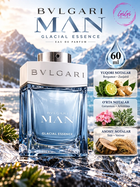 Bvlgari Man Glacial Essence,  Man In Black,  60ml - 
