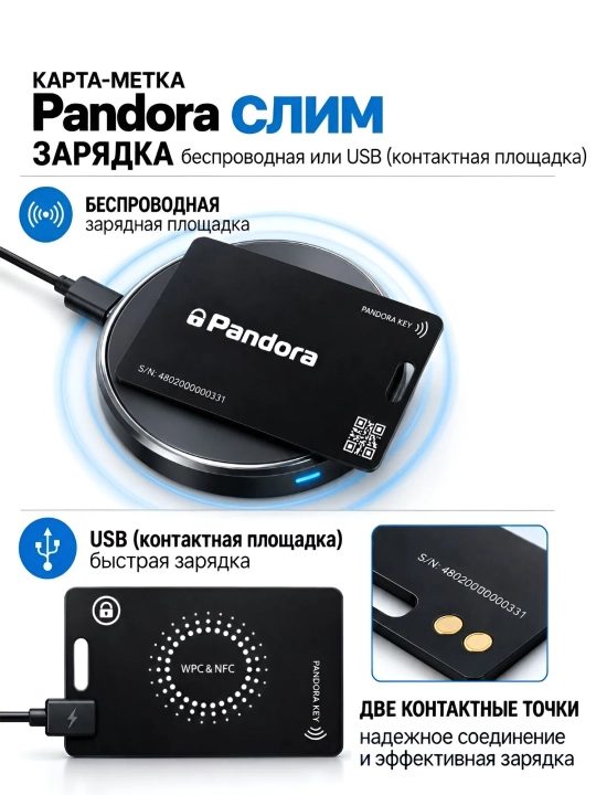 Pandora CARD — raqamli kalit (Slim karta-metka) Bluetooth NFC