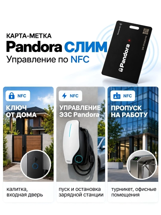Pandora CARD — raqamli kalit (Slim karta-metka) Bluetooth NFC
