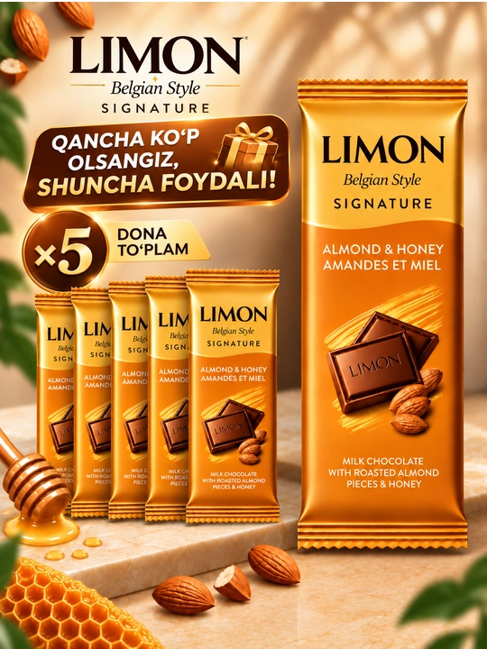Shirin plitka LIMON Signature Belgian Style 50 g, 1, 5 va 20 donalik to'plam, Ne'mat