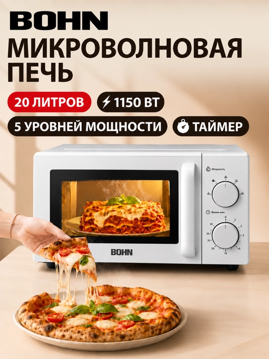 Микроволновая печь BOHN, 20-23 литра, 1150 Вт - 