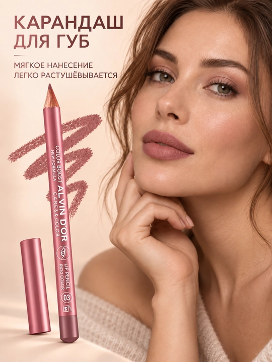 Карандаш для губ Alvin D’or P-20 Color Boost, мягкое нанесение