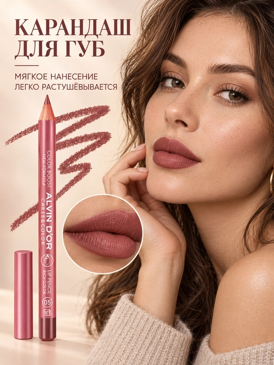 Карандаш для губ Alvin D’or P-20 Color Boost, мягкое нанесение