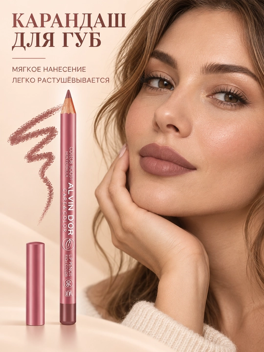Карандаш для губ Alvin D’or P-20 Color Boost, мягкое нанесение