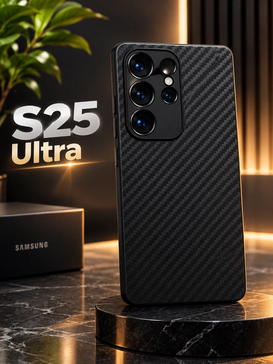 Защитный чехол с карбоновой текстурой для Samsung Galaxy S25 Ultra, черный - 