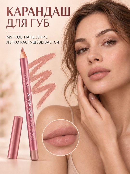 Карандаш для губ Alvin D’or P-20 Color Boost, мягкое нанесение