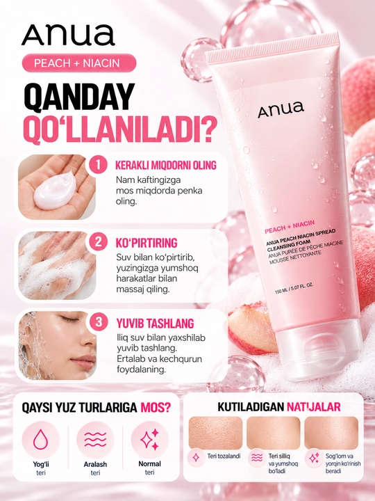 Anua — пенки и гели для умывания лица, глубокое и мягкое очищение