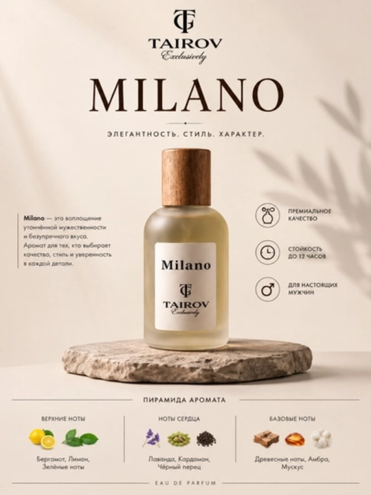 Мужские духи Milano, 30 мл, 50 мл, 100 мл - 