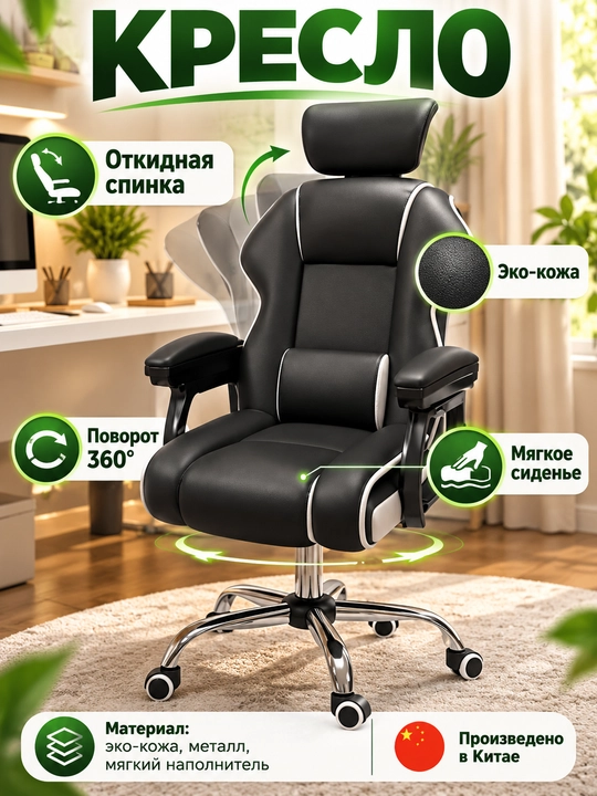 Geymerlar uchun o‘yin kreslosi, kompyuter kreslosi, ofis stuli - 