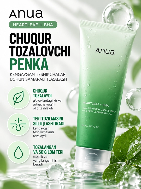 Anua — пенки и гели для умывания лица, глубокое и мягкое очищение, - 