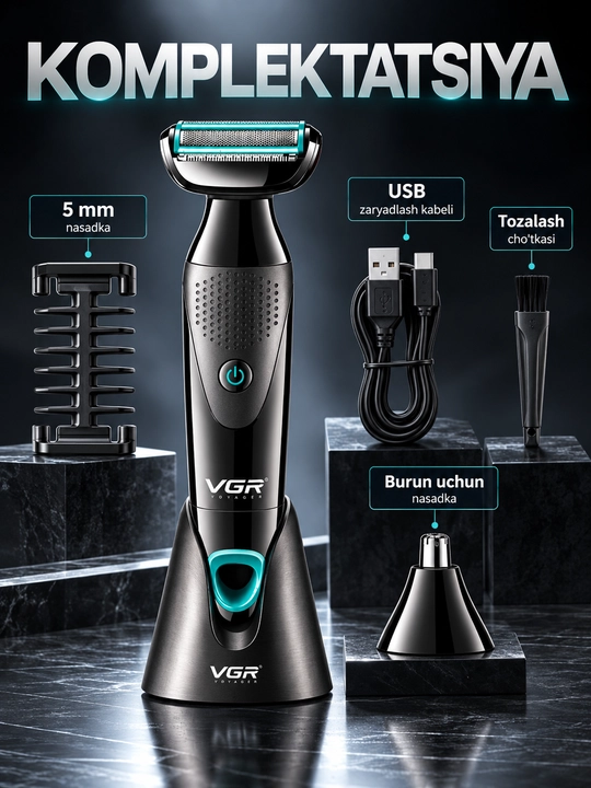 VGR elektr ustara, akkumulyatorli ustara va soqol, mo‘ylov va soch trimmeri