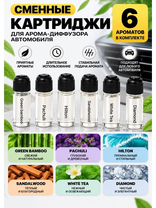 Картриджи для Aroma Diffuser, набор ароматов для автомобильного диффузора - 