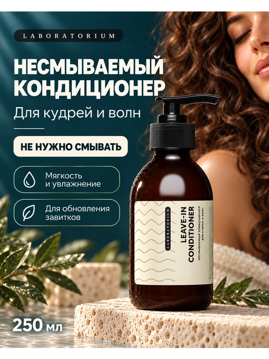 Laboratorium jingalak sochlar uchun konditsioner, yuviladigan yoki Leave-in, 250 ml - 