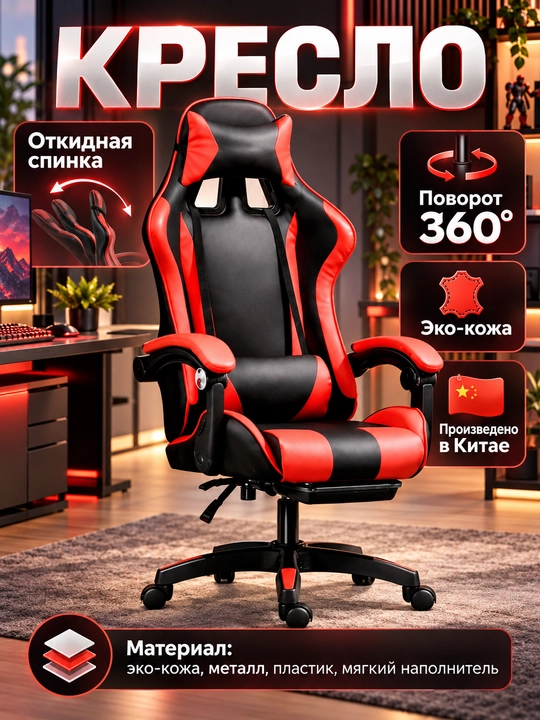 O‘yin kreslosi, kompyuter va ofis uchun, ergonomik - 