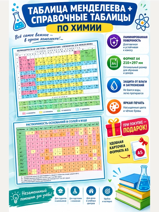 Справочные таблицы по химии, Д. И. Менделеева - 