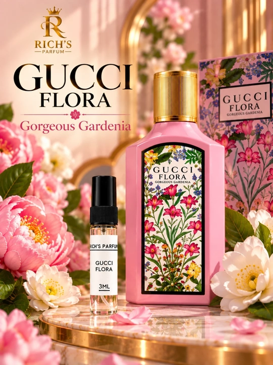 Ayollar uchun atrlar Gucci Flora Gorgeus Gardenia 100 ml, 10ml, 5ml, 3ml, atirlar