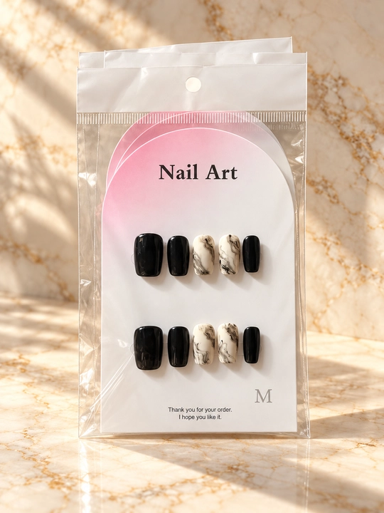 Ko‘p martalik yopishtirma sun’iy tirnoqlar, kleyli press on nails, tayyor manikyur