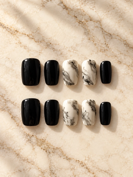 Ko‘p martalik yopishtirma sun’iy tirnoqlar, kleyli press on nails, tayyor manikyur