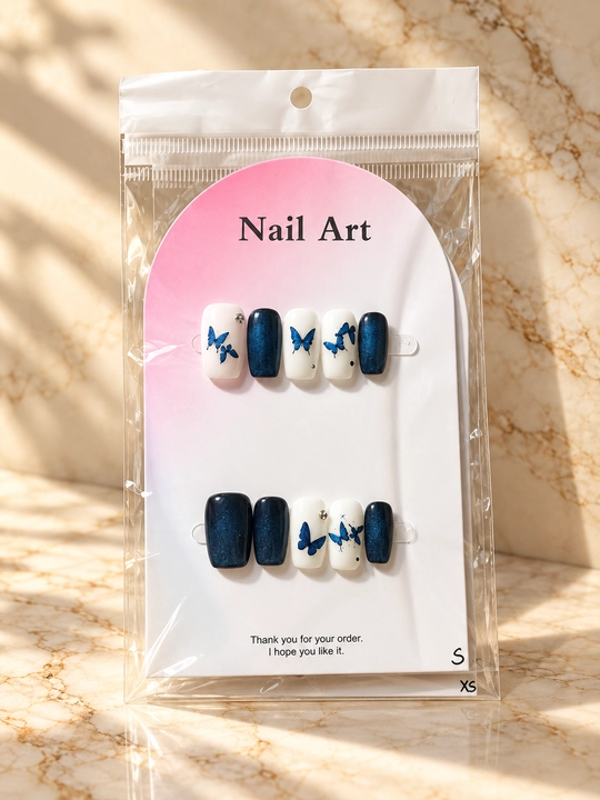 Ko‘p martalik yopishtirma sun’iy tirnoqlar, kleyli press on nails, tayyor manikyur