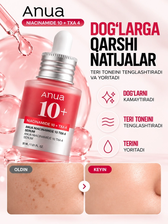 Отбеливающая сыворотка с ниацинамидом для жирной кожи, Anua Niacinamide TXA 4%