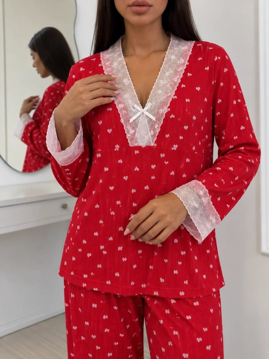 Pijama ayollar uchun, uy kiyimi, 2 tasi 1 da, yengi uzun, standart +sovg'a