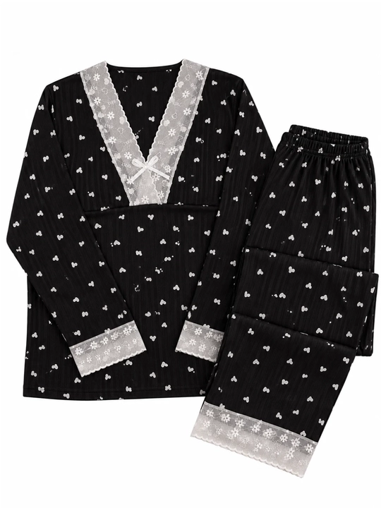 Pijama ayollar uchun, uy kiyimi, 2 tasi 1 da, yengi uzun, standart +sovg'a