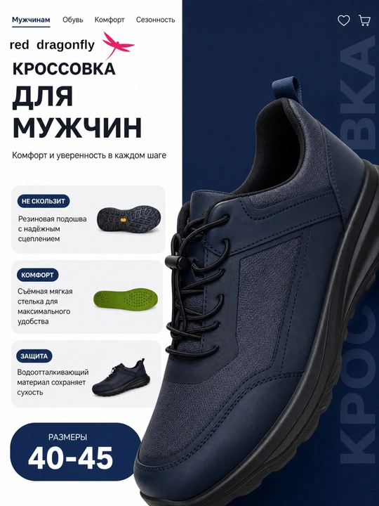 Erkaklar krossovkasi, Red Dragonfly, erkaklar oyoq kiyimlari, erkaklar poyabzali, 40-45
