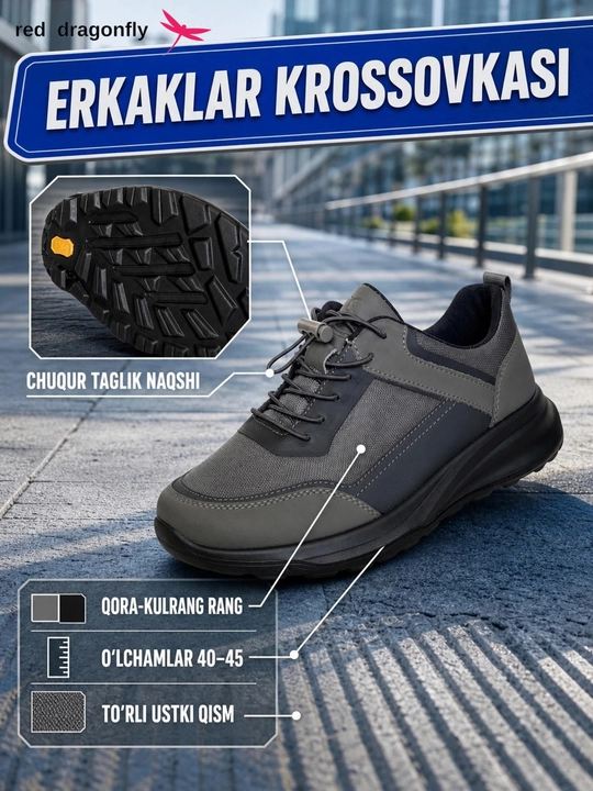 Erkaklar krossovkasi, Red Dragonfly, erkaklar oyoq kiyimlari, erkaklar poyabzali, 40-45