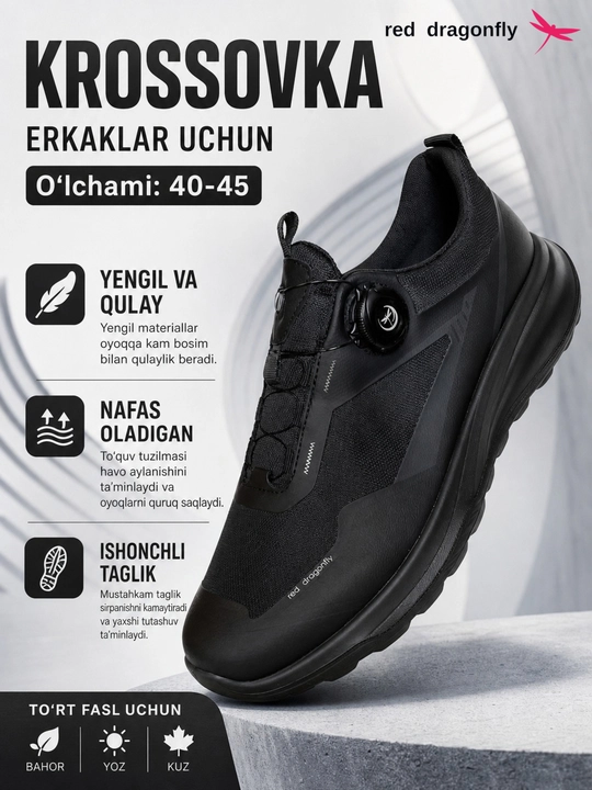 Erkaklar krossovkasi, Red Dragonfly, erkaklar oyoq kiyimlari, erkaklar poyabzali, 40-45