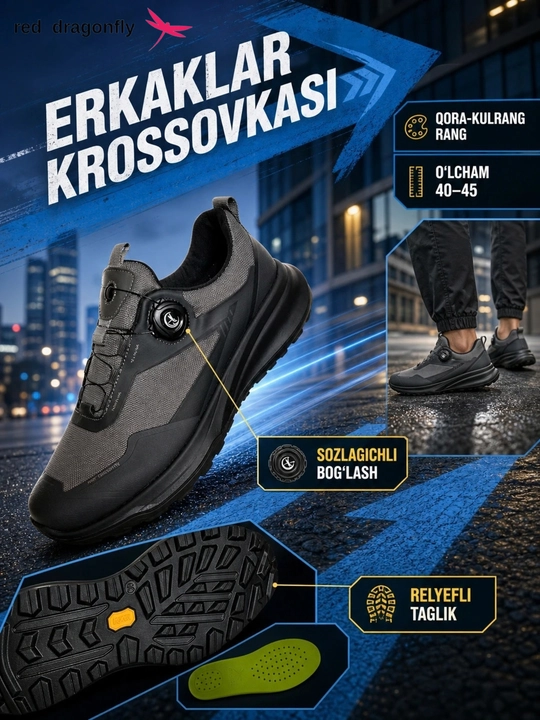 Erkaklar krossovkasi, Red Dragonfly, erkaklar oyoq kiyimlari, erkaklar poyabzali, 40-45
