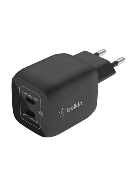 Сетевое зарядное устройство Belkin BoostCharge PRO 45W GaN, 65W GaN Dual USB-C Black