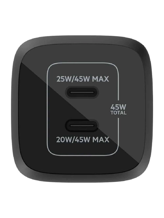 Сетевое зарядное устройство Belkin BoostCharge PRO 45W GaN, 65W GaN Dual USB-C Black