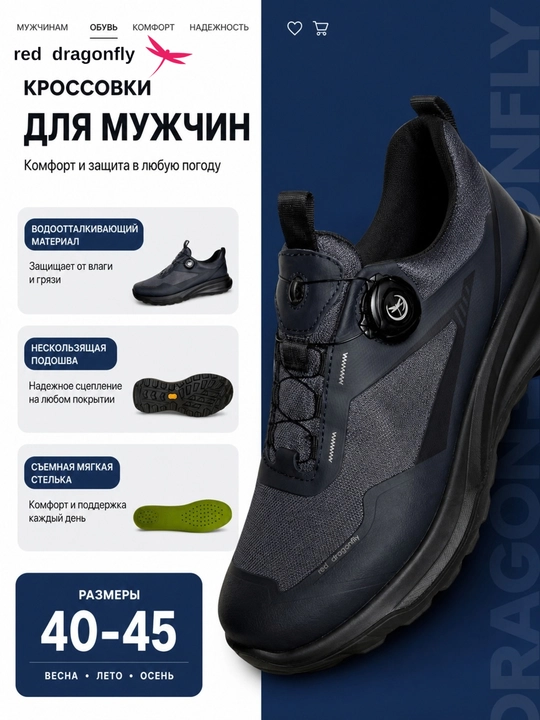 Erkaklar krossovkasi, Red Dragonfly, erkaklar oyoq kiyimlari, erkaklar poyabzali, 40-45