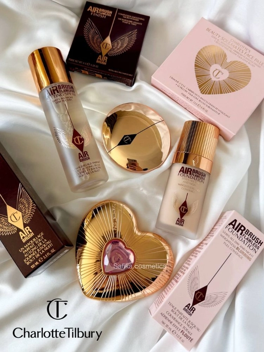 Набор косметики Charlotte Tilbury, подарочный сет, пудра, румяна, тональный крем, фиксатор