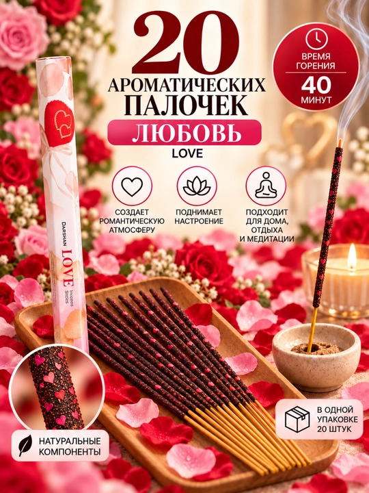 Ароматные палочки для дома, благовония в пачке 20 штук
