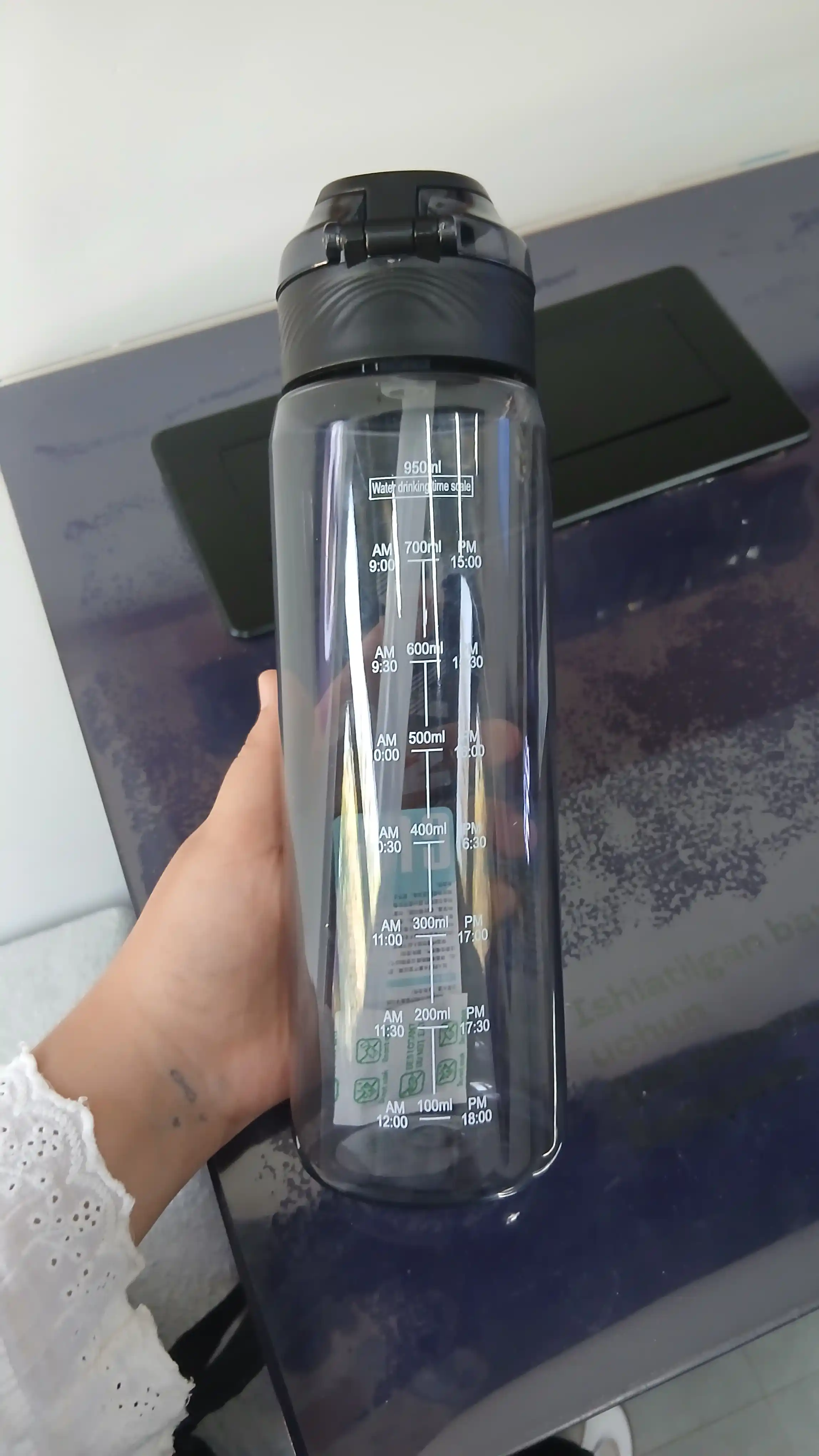 Sport suv idishi, 950 ml, germetik, ko‘p marta ishlatiladigan, fitnes idishi
