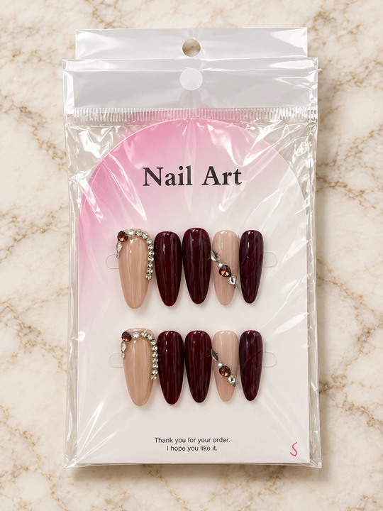 Накладные ногти с клеем press on nails, типсы со стразами, готовый маникюр