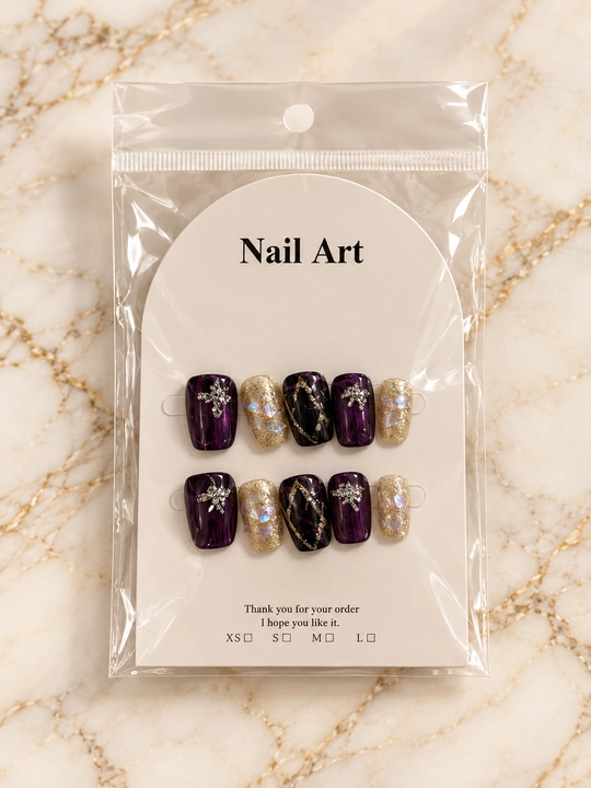 Накладные ногти с клеем press on nails, типсы со стразами, готовый маникюр