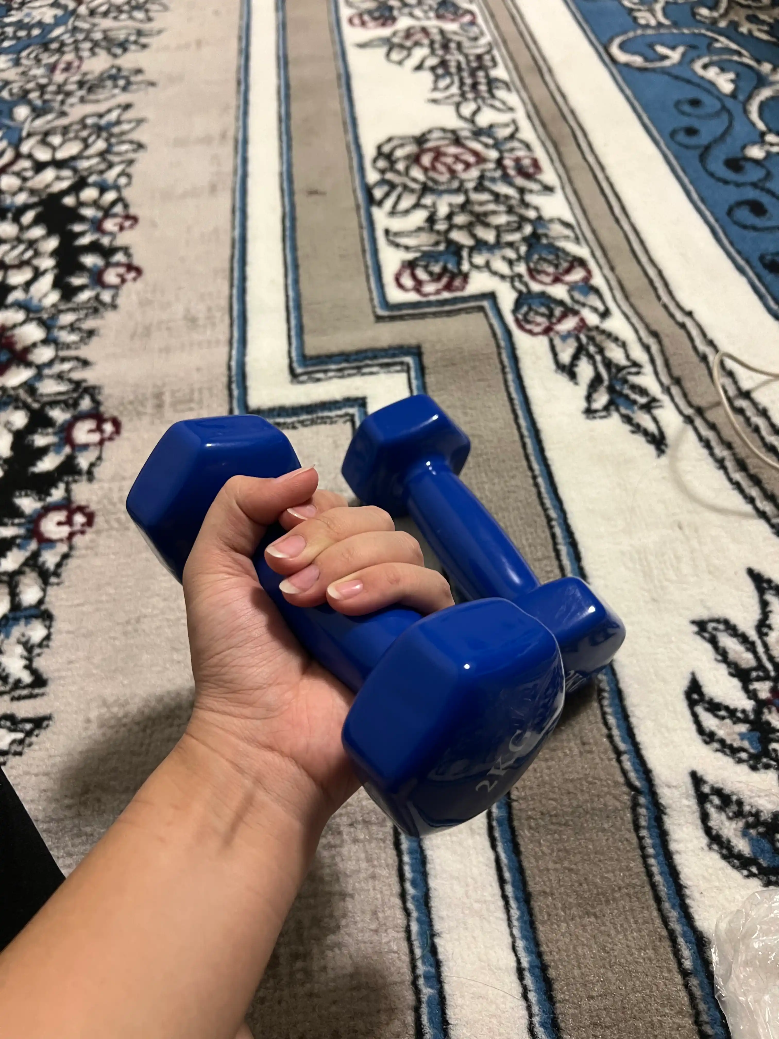 Gantel vinil qoplamali olti burchakli fitnes uchun, 0,5-1-1.5-2 kg, pushti va ko'k