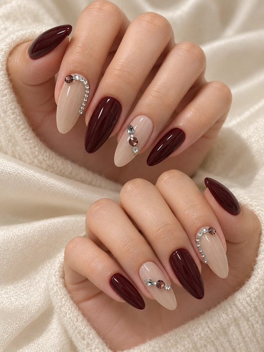 Накладные ногти с клеем press on nails, типсы со стразами, готовый маникюр