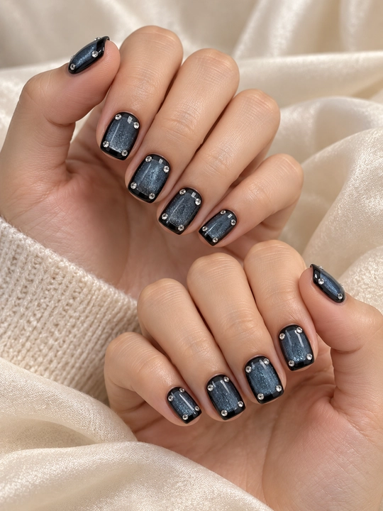 Накладные ногти с клеем press on nails, типсы со стразами, готовый маникюр